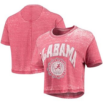 Women's Pressbox Crimson Alabama Crimson Tide Edith Vintage Burnout Crop T-Shirt