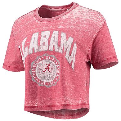 Women's Pressbox Crimson Alabama Crimson Tide Edith Vintage Burnout Crop T-Shirt