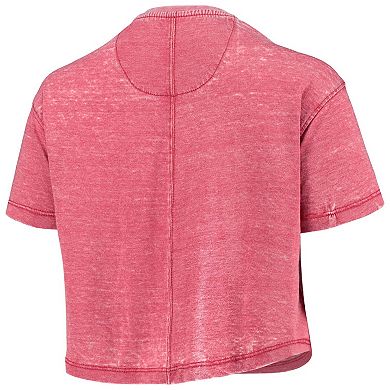 Women's Pressbox Crimson Alabama Crimson Tide Edith Vintage Burnout Crop T-Shirt
