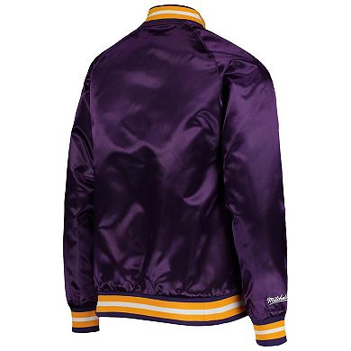 Youth Mitchell & Ness Purple Los Angeles Lakers Hardwood Classics Satin Raglan Full-Snap Jacket