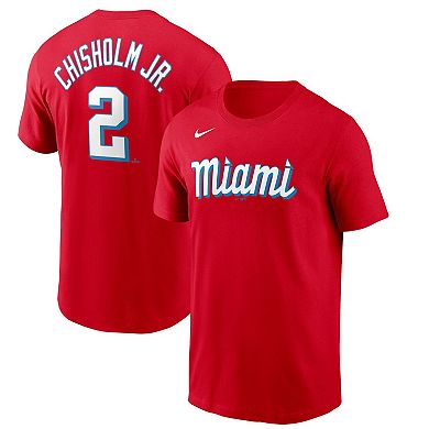 Men's Nike Jazz Chisholm Red Miami Marlins City Connect Name & Number T-Shirt
