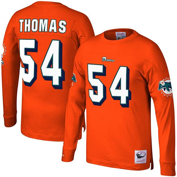 Men's Mitchell & Ness Zach Thomas Orange Miami Dolphins Throwback Retired  Player Name & Number Long