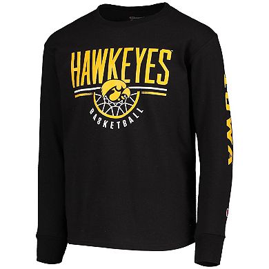 Youth Champion Black Iowa Hawkeyes Basketball Long Sleeve T-Shirt
