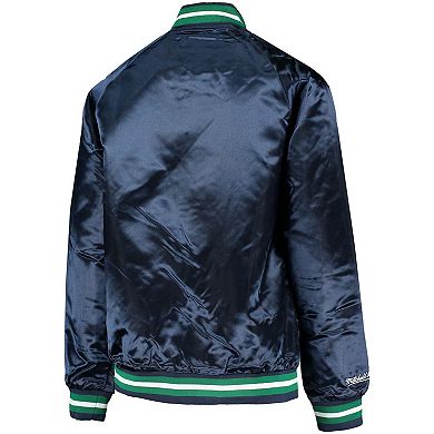 Youth Mitchell & Ness Navy Dallas Mavericks Hardwood Classics Satin Raglan Full-Snap Jacket