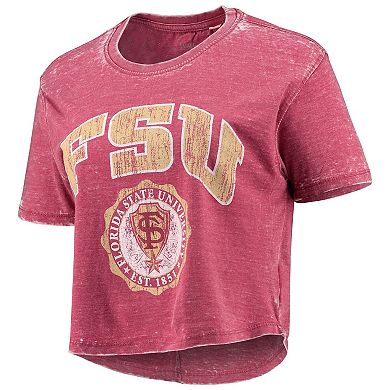 Women's Pressbox Garnet Florida State Seminoles Edith Vintage Burnout Crop T-Shirt