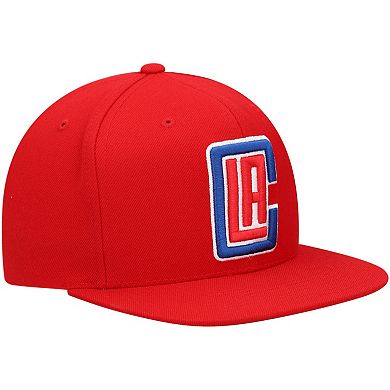 Men's Mitchell & Ness Red LA Clippers Team Ground Snapback Hat