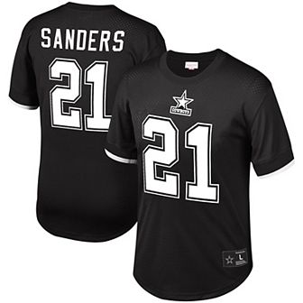 Men's Mitchell & Ness Deion Sanders Black Dallas Cowboys Retired Player Name & Number Mesh Top