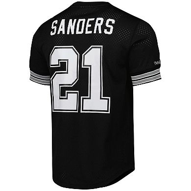 Men's Mitchell & Ness Deion Sanders Black Dallas Cowboys Retired Player Name & Number Mesh Top