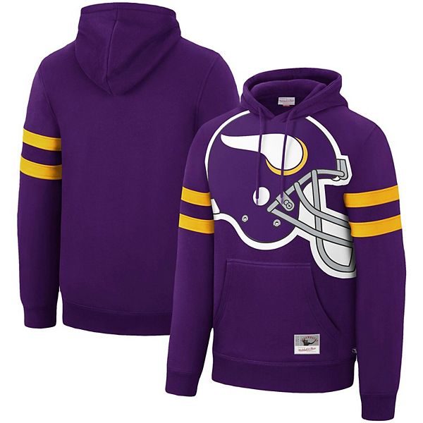 Men's Mitchell & Ness Purple Minnesota Vikings Big Face Historic Logo  Pullover Hoodie