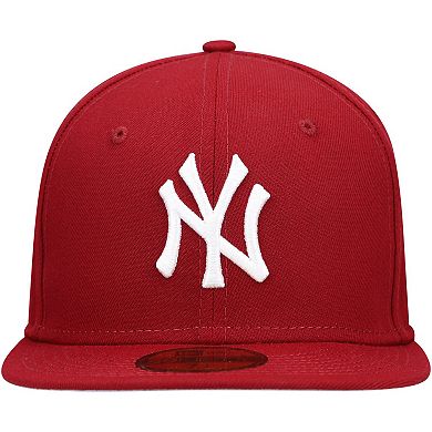 Men's New Era Cardinal New York Yankees Logo White 59FIFTY Fitted Hat