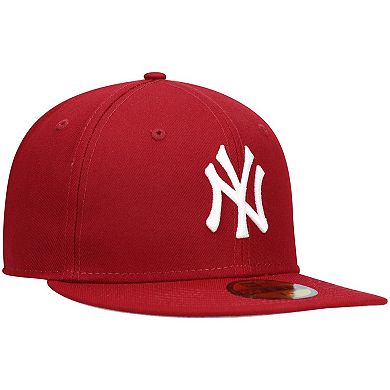 Men's New Era Cardinal New York Yankees Logo White 59FIFTY Fitted Hat
