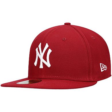 Men's New Era Cardinal New York Yankees Logo White 59FIFTY Fitted Hat