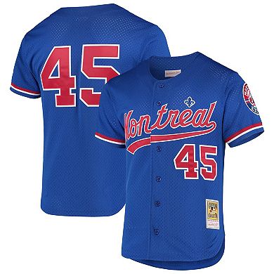 Men's Mitchell & Ness Pedro Martinez Blue Montreal Expos Cooperstown Collection Mesh Batting Practice Button-Up Jersey