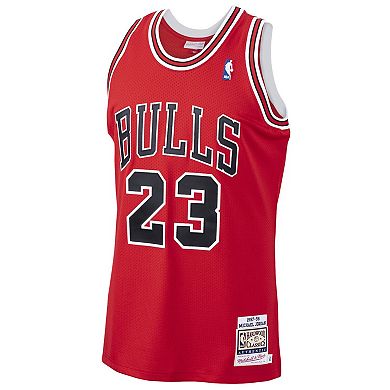 Men's Mitchell & Ness Michael Jordan Red Chicago Bulls 1997-98 Hardwood Classics Authentic Player Jersey