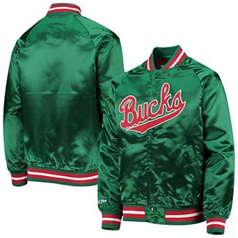 Youth Mitchell & Ness Green Milwaukee Bucks Hardwood Classics Satin Raglan Full-Snap Jacket