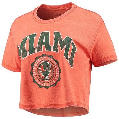 Women's Pressbox Orange Miami Hurricanes Edith Vintage Burnout Crop T-Shirt