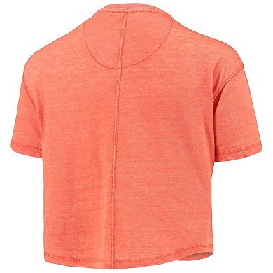 Women's Pressbox Orange Miami Hurricanes Edith Vintage Burnout Crop T-Shirt