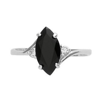Sterling Silver Marquise Onyx Ring