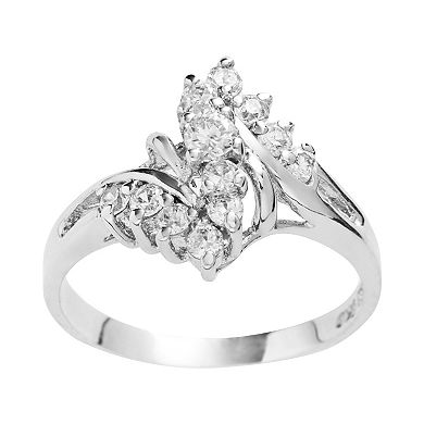 Traditions Jewelry Company Sterling Silver Cubic Zirconia Large Cluster Ring