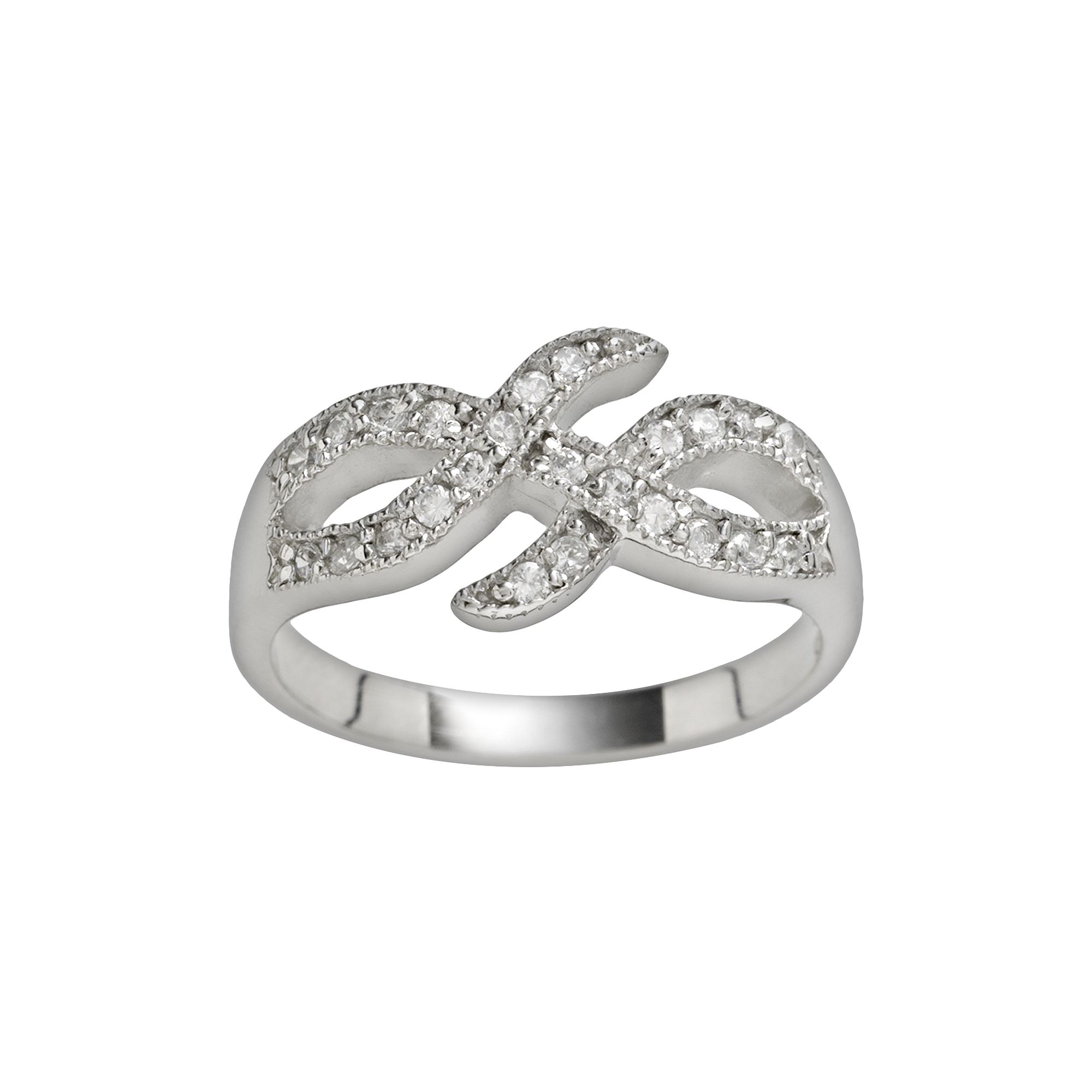 Traditions Jewelry Company Sterling Silver Cubic Zirconia Overlap Ring, Wom