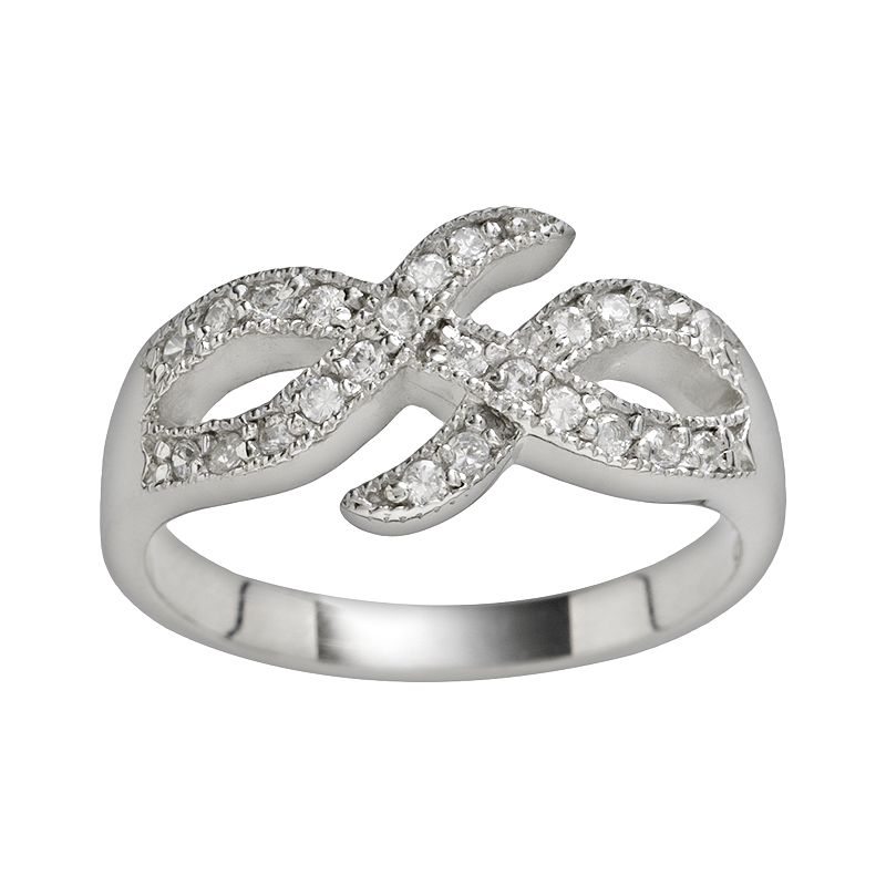 Traditions Jewelry Company Sterling Silver Cubic Zirconia Overlap Ring, Women's, Size: 5