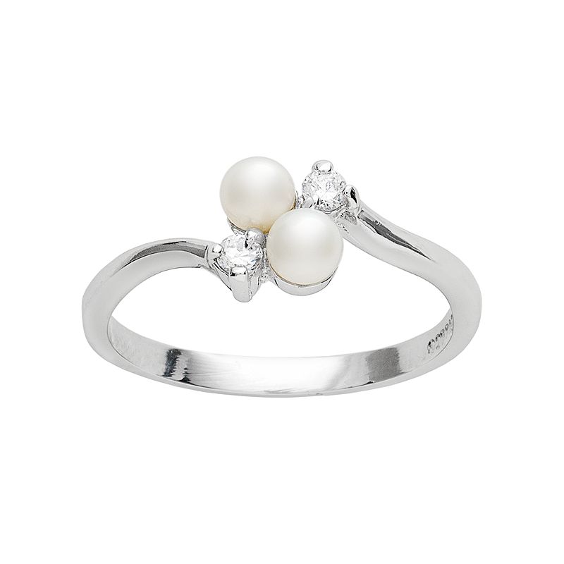 Traditions Jewelry Company Sterling Silver Freshwater Cultured Pearl Bypass Ring, Women's, Size: 5