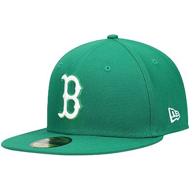 Men's New Era Green Boston Red Sox Logo White 59FIFTY Fitted Hat