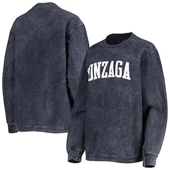 Women's Pressbox Navy Gonzaga Bulldogs Comfy Cord Vintage Wash Basic Arch Pullover Sweatshirt