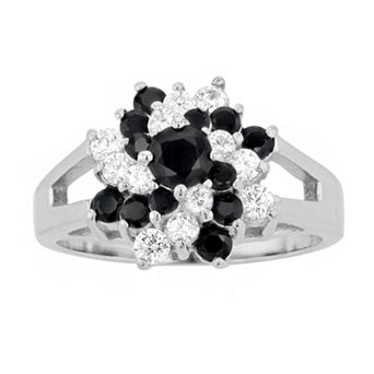 Traditions Jewelry Company Sterling Silver Black & White Crystal Cluster Ring
