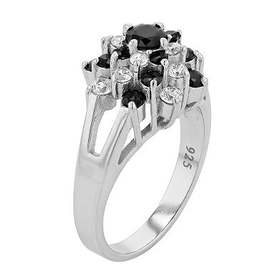 Traditions Jewelry Company Sterling Silver Black & White Crystal Cluster Ring