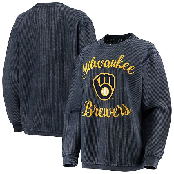 Women's Navy Milwaukee Brewers Plus Size Cloud Pullover Hoodie