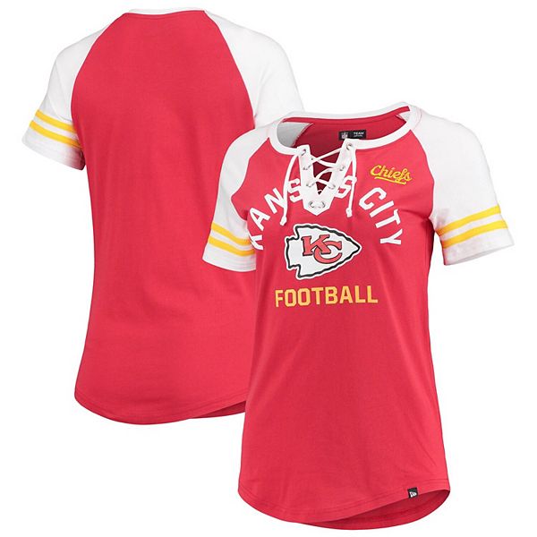 Women's New Era Red Kansas City Chiefs LaceUp Raglan TShirt
