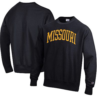 Men's Champion Black Missouri Tigers Arch Reverse Weave Pullover Sweatshirt