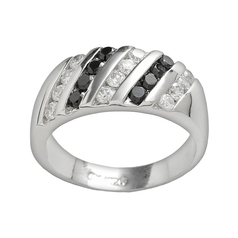 Traditions Jewelry Company Black & White Cubic Zirconia Ring, Women's, Size: 5, Silver