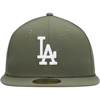 Men's New Era Olive Los Angeles Dodgers White Logo 59FIFTY Fitted Hat