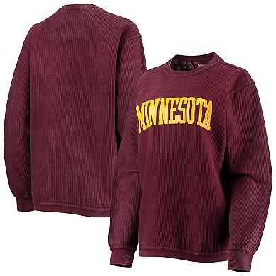 Women's Pressbox Maroon Minnesota Golden Gophers Comfy Cord Vintage Wash Basic Arch Pullover Sweatshirt