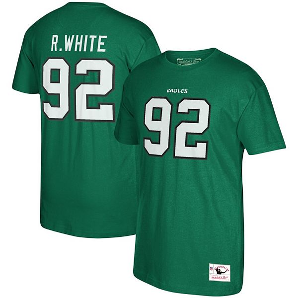 Mitchell & Ness Reggie White Philadelphia Eagles Kelly Green Name and Number Long Sleeve Player T Shirt, Kelly Green, 100% Cotton, Size L, Rally House