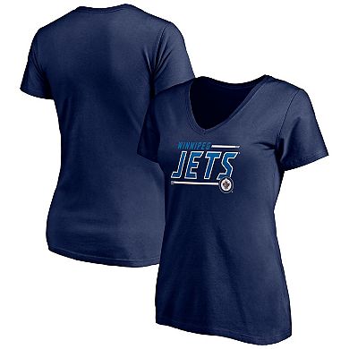 Women's Fanatics Branded Navy Winnipeg Jets Plus Size Mascot In Bounds V-Neck T-Shirt