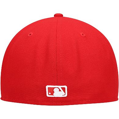 Men's New Era Red Milwaukee Brewers White Logo 59FIFTY Fitted Hat