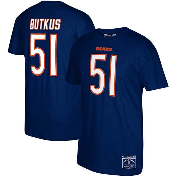 Men's Mitchell & Ness Dick Butkus Navy Chicago Bears Throwbacks Retired  Player Name & Number T