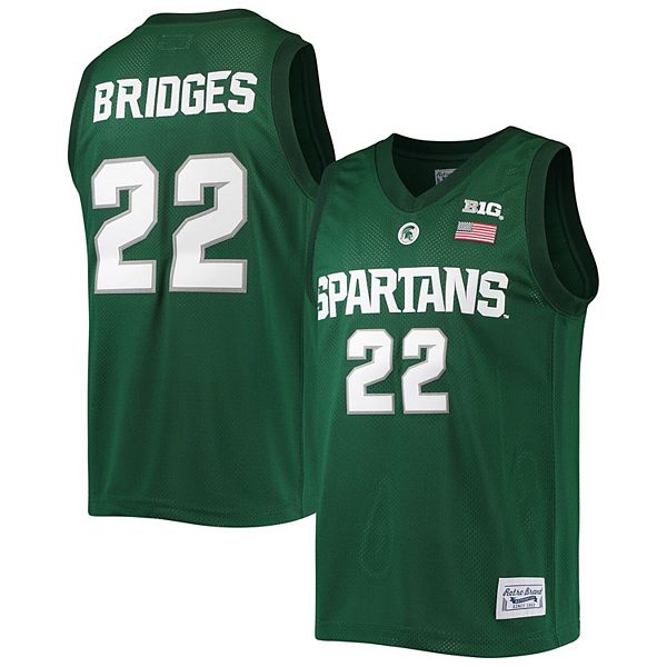 Men's Original Retro Brand Miles Bridges Green Michigan State Spartans
