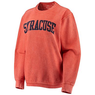 Women's Pressbox Orange Syracuse Orange Comfy Cord Vintage Wash Basic Arch Pullover Sweatshirt