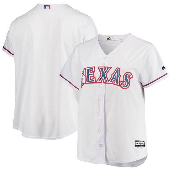 Women's Majestic White Texas Rangers Plus Size Home Replica Team