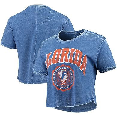 Women's Pressbox Royal Florida Gators Edith Vintage Burnout Crop T-Shirt