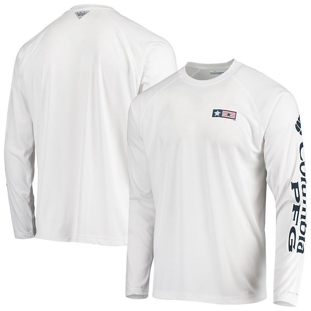 Men's Columbia White Houston Astros Americana Terminal Tackle Omni-Shade  Raglan Long Sleeve T-Shirt