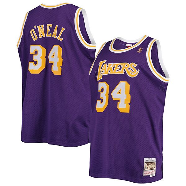 Men's Mitchell & Ness Shaquille O'Neal Purple Los Angeles Lakers Big & Tall Hardwood Classics Swingman Jersey