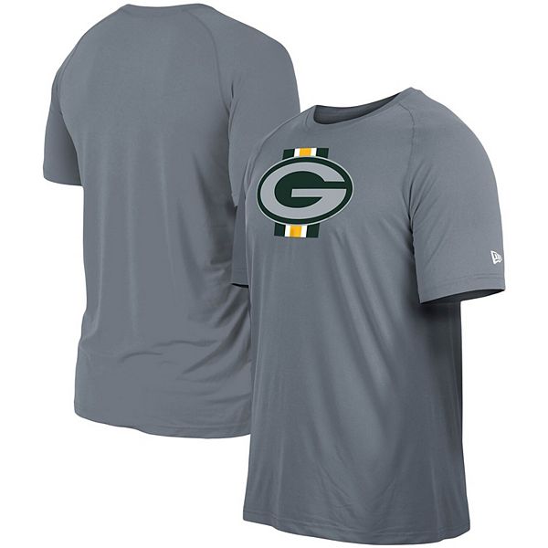 Men's New Era Gray Green Bay Packers Training Camp Raglan T-Shirt