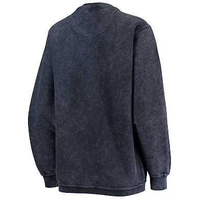 Women's Pressbox Navy Villanova Wildcats Comfy Cord Vintage Wash Basic Arch Pullover Sweatshirt
