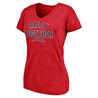 Women's Fanatics Branded Red Cleveland Indians Hometown Rally Together Tri-Blend V-Neck T-Shirt