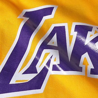 Men's Mitchell & Ness Magic Johnson Gold Los Angeles Lakers Hardwood Classics Retro Name & Number T-Shirt